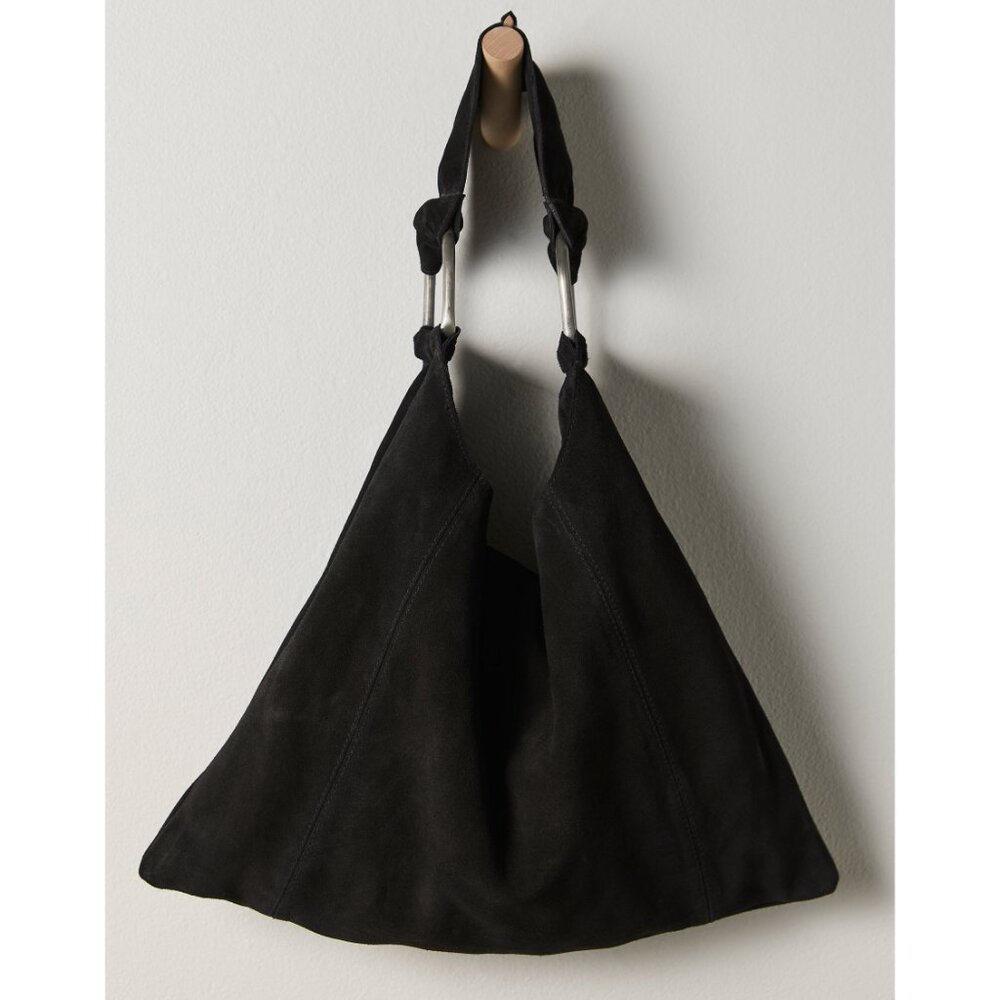 FREE PEOPLE Bobbi Slouch Suede Tote / Black - Picture 4 of 9